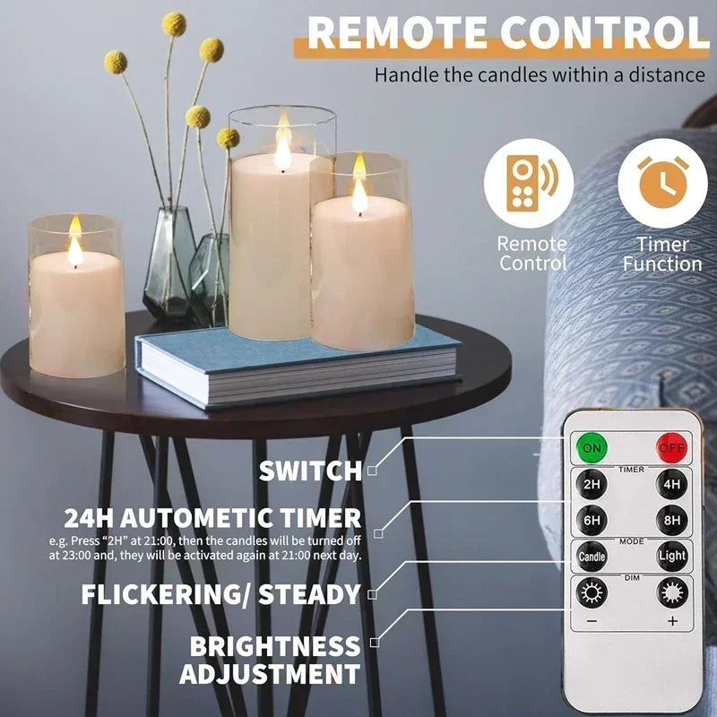 Snugheim Flameless LED Candles (Set of 3, Remote)