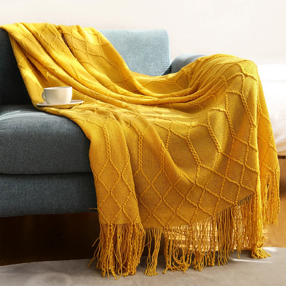 Snugheim Nordic Knitted Tassel Throw