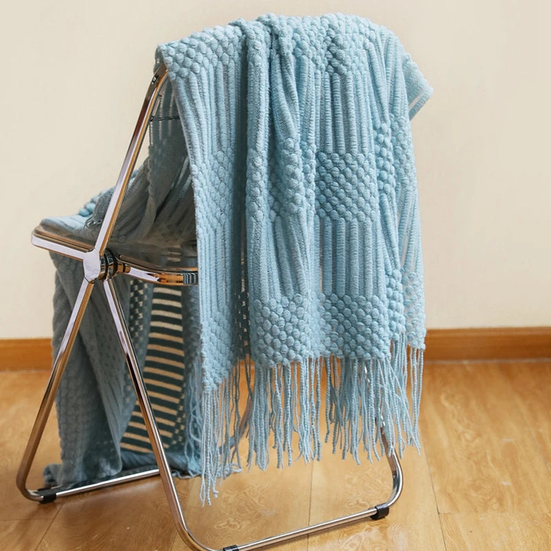 Snugheim Nordic Knitted Tassel Throw