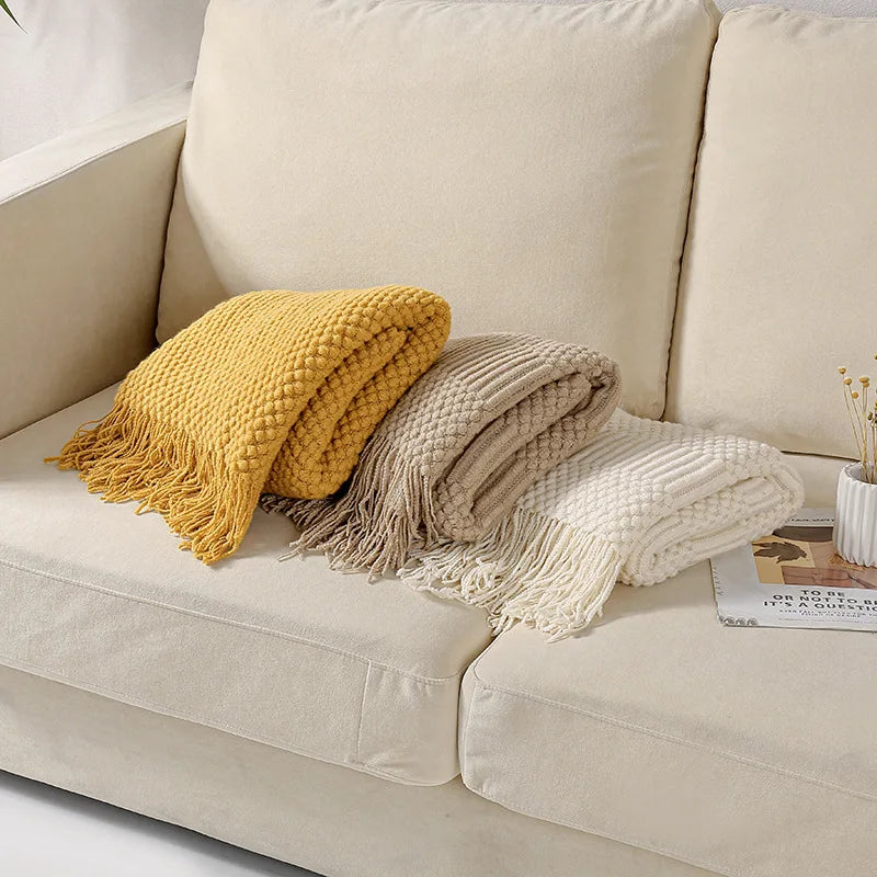Snugheim Nordic Knitted Tassel Throw