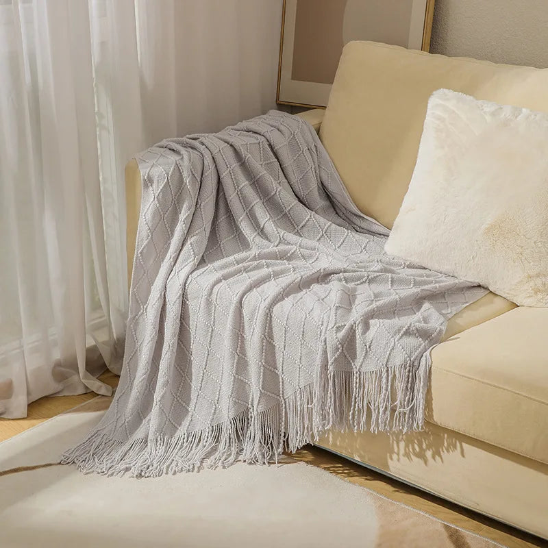 Snugheim Nordic Knitted Tassel Throw