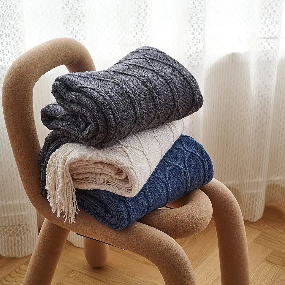 Snugheim Nordic Knitted Tassel Throw