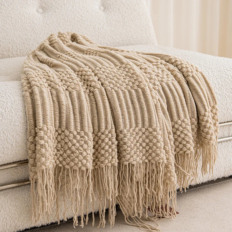 Snugheim Nordic Knitted Tassel Throw