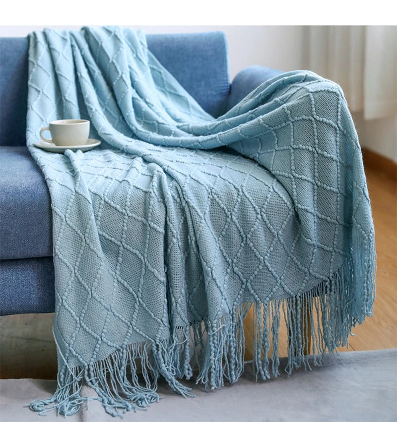 Snugheim Nordic Knitted Tassel Throw