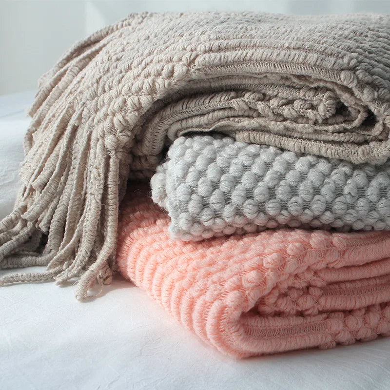 Snugheim Nordic Knitted Tassel Throw