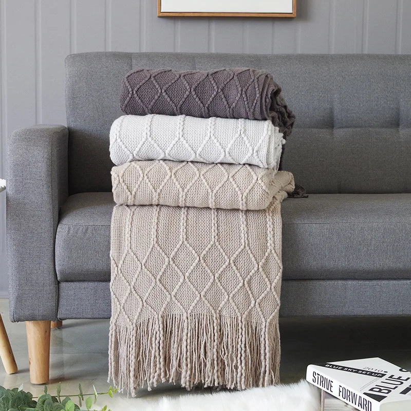 Snugheim Nordic Knitted Tassel Throw