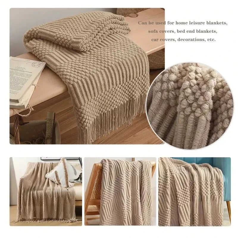 Snugheim Nordic Knitted Tassel Throw