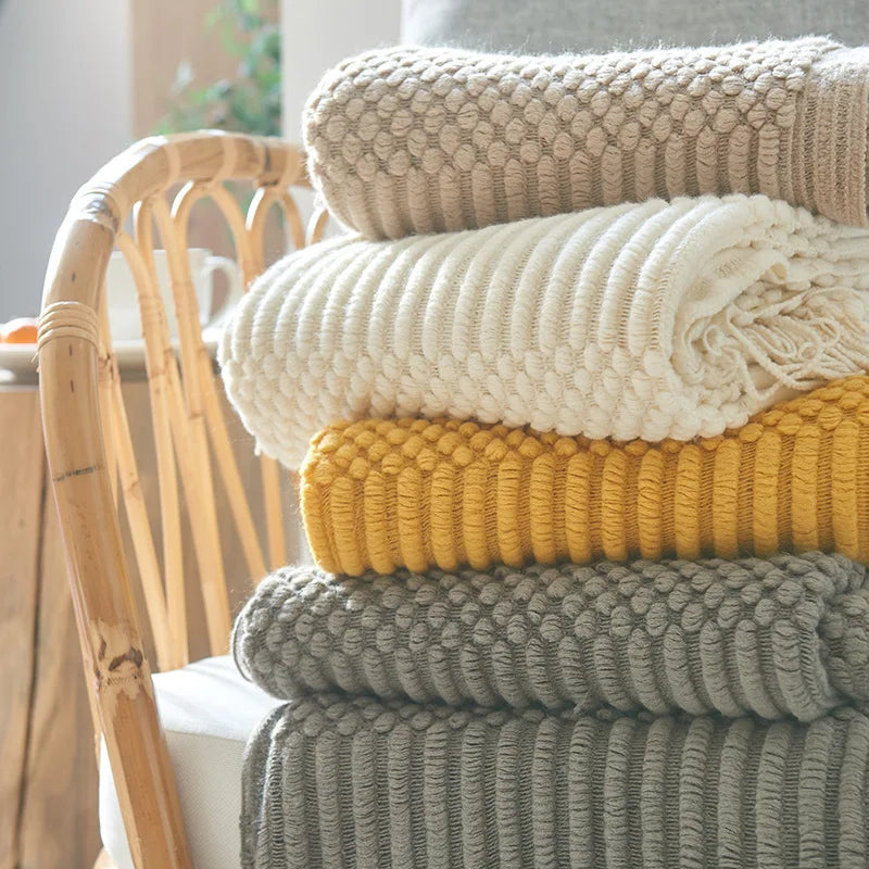 Snugheim Nordic Knitted Tassel Throw