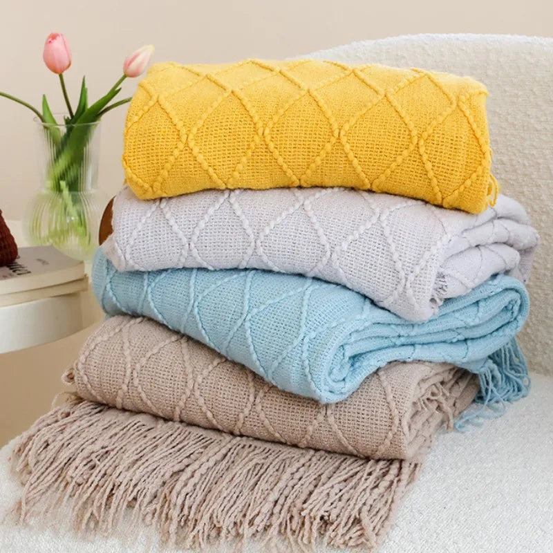 Snugheim Nordic Knitted Tassel Throw