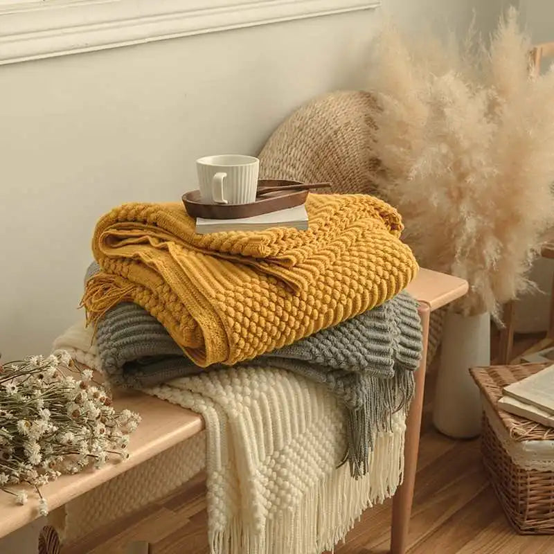 Snugheim Nordic Knitted Tassel Throw