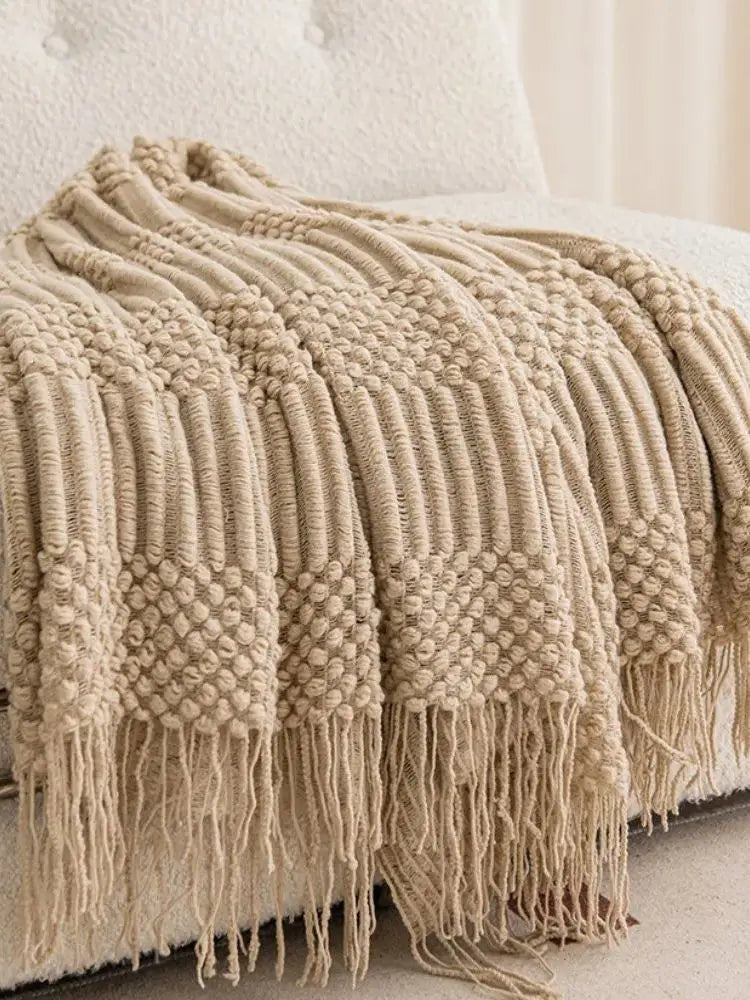 Snugheim Nordic Knitted Tassel Throw