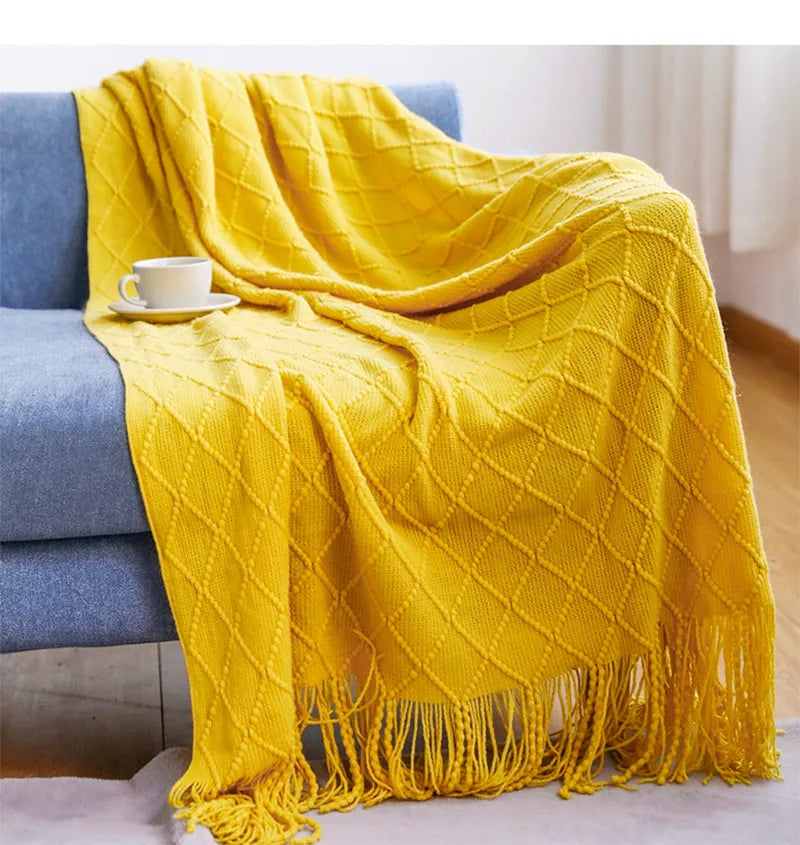 Snugheim Nordic Knitted Tassel Throw