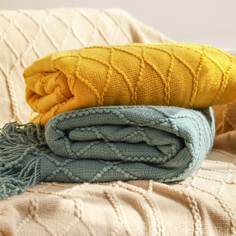 Snugheim Nordic Knitted Tassel Throw