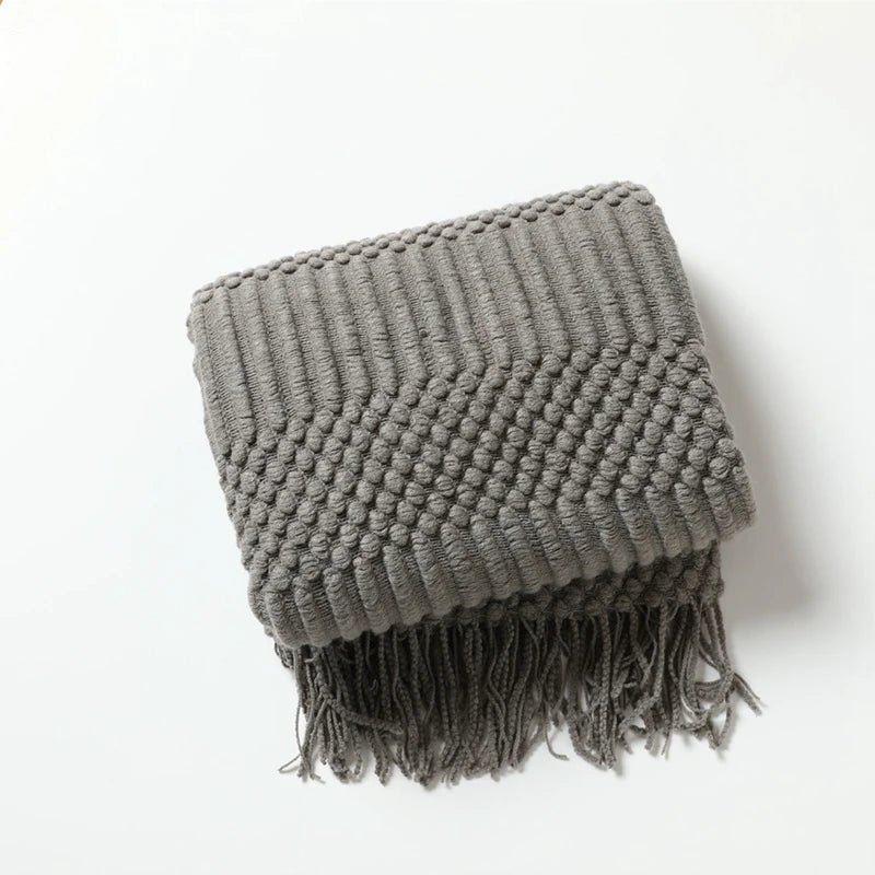 Snugheim Nordic Knitted Tassel Throw