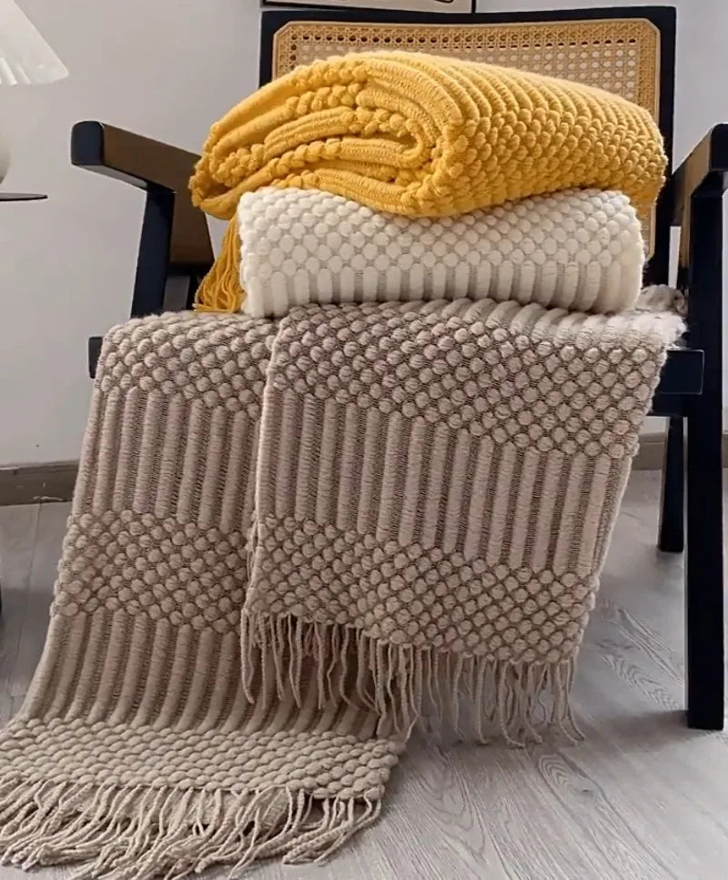 Snugheim Nordic Knitted Tassel Throw