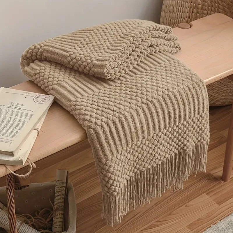 Snugheim Nordic Knitted Tassel Throw