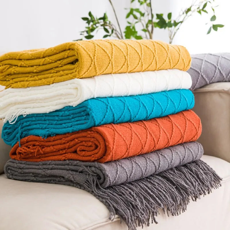 Snugheim Nordic Knitted Tassel Throw