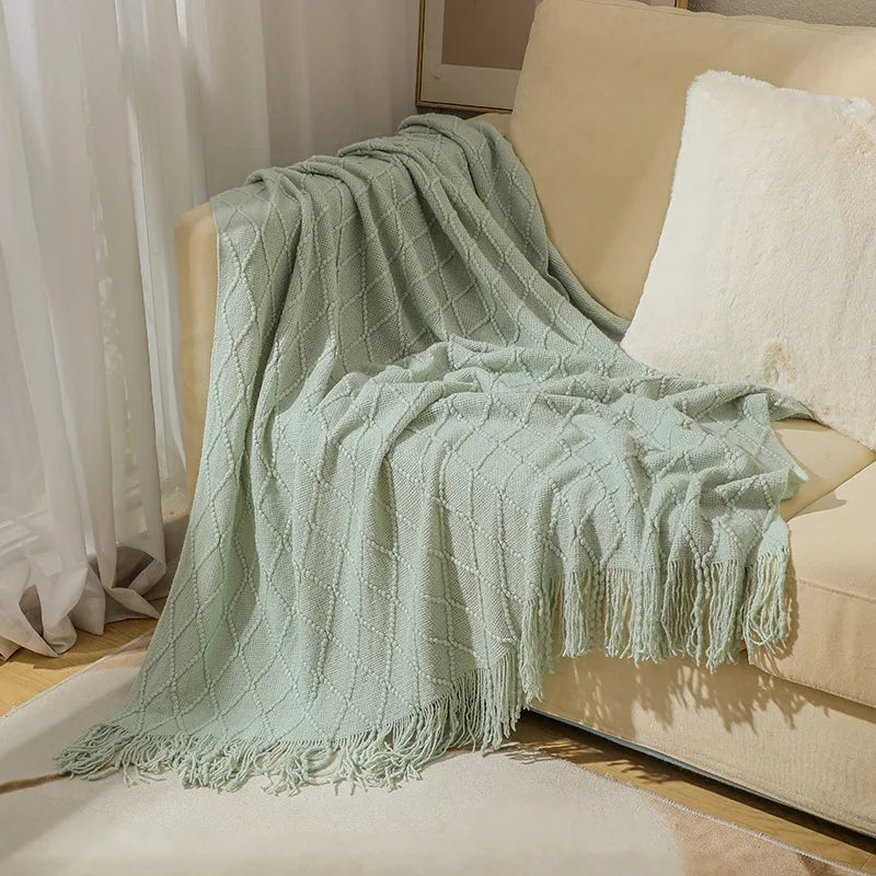 Snugheim Nordic Knitted Tassel Throw