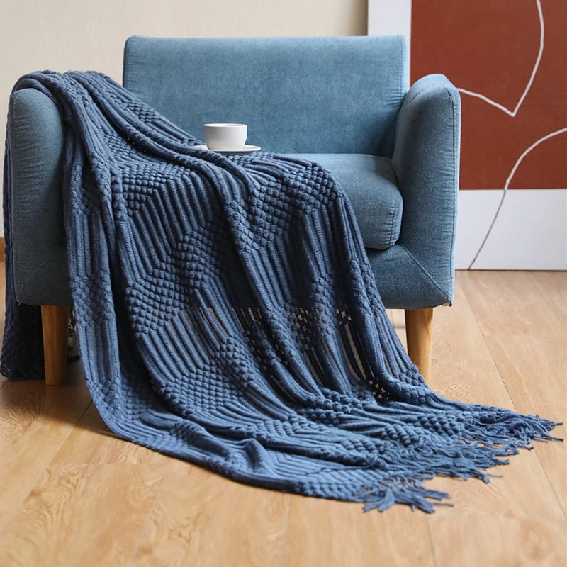 Snugheim Nordic Knitted Tassel Throw