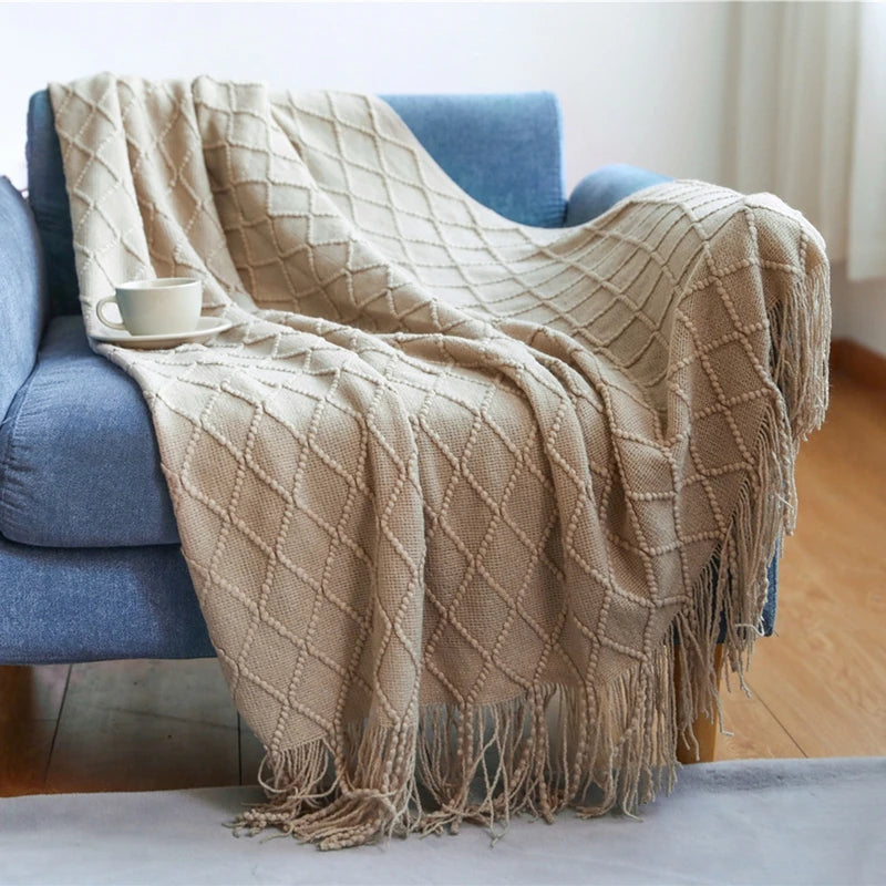 Snugheim Nordic Knitted Tassel Throw