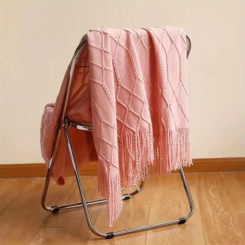 Snugheim Nordic Knitted Tassel Throw