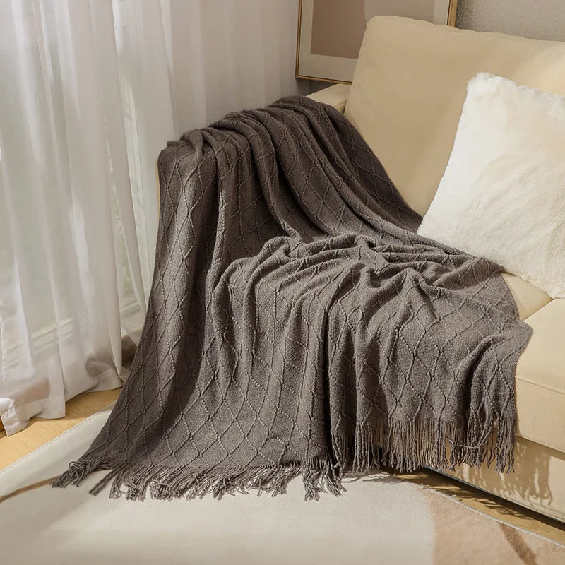 Snugheim Nordic Knitted Tassel Throw