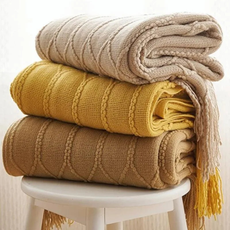 Snugheim Nordic Knitted Tassel Throw