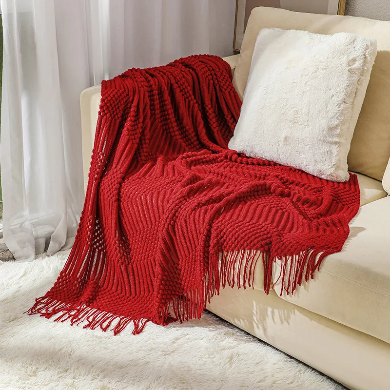 Snugheim Nordic Knitted Tassel Throw