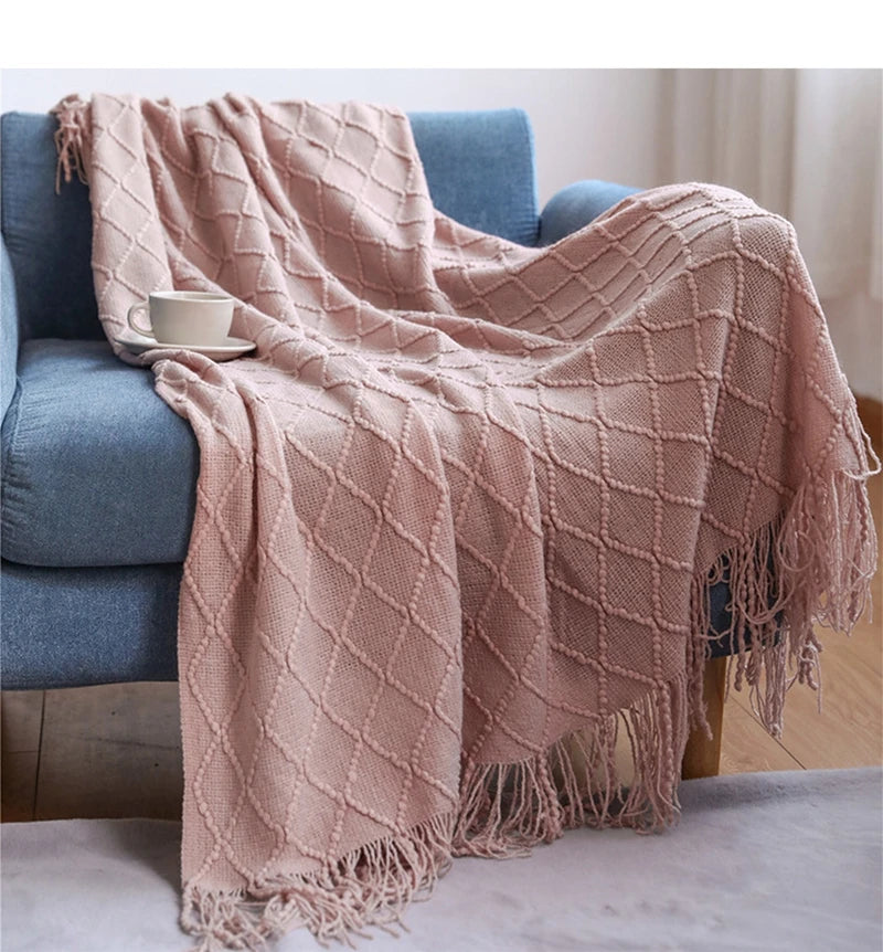 Snugheim Nordic Knitted Tassel Throw