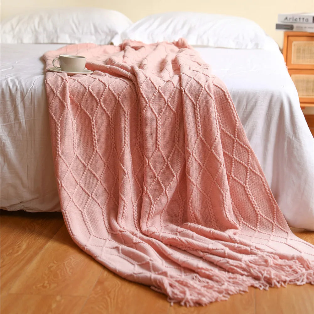 Snugheim Nordic Knitted Tassel Throw