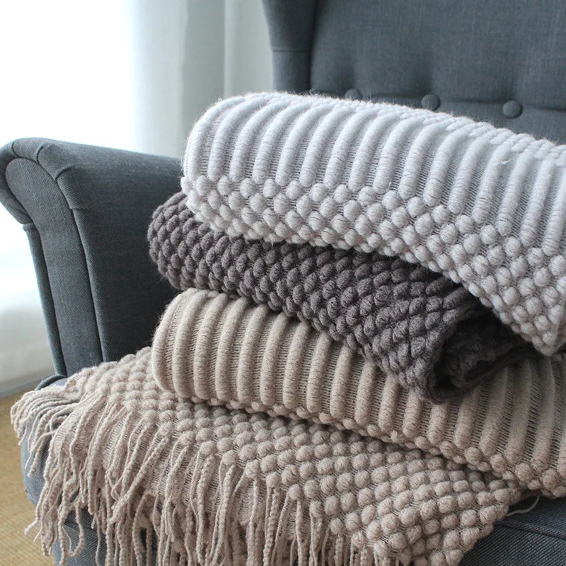 Snugheim Nordic Knitted Tassel Throw