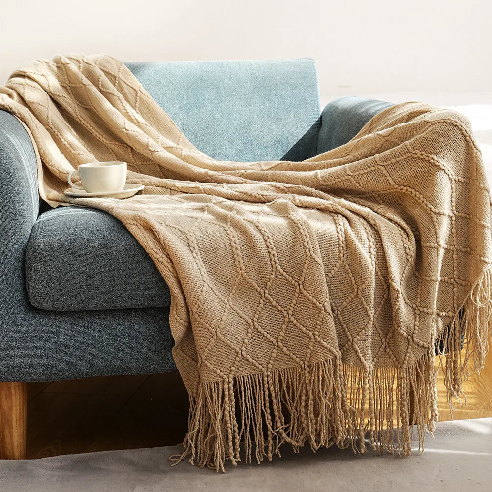 Snugheim Nordic Knitted Tassel Throw