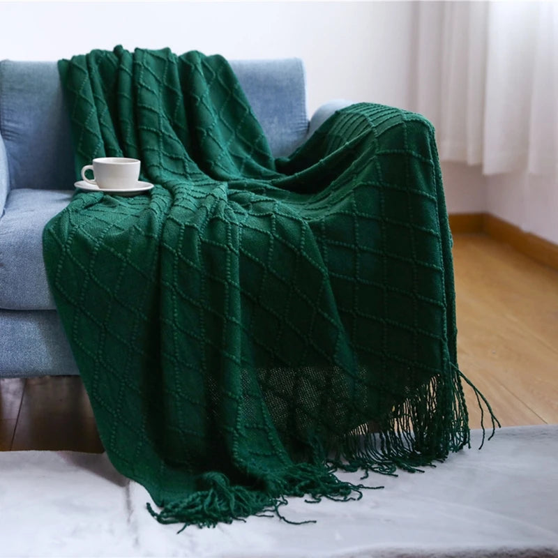 Snugheim Nordic Knitted Tassel Throw