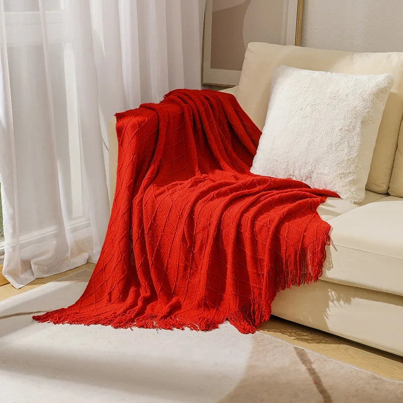 Snugheim Nordic Knitted Tassel Throw