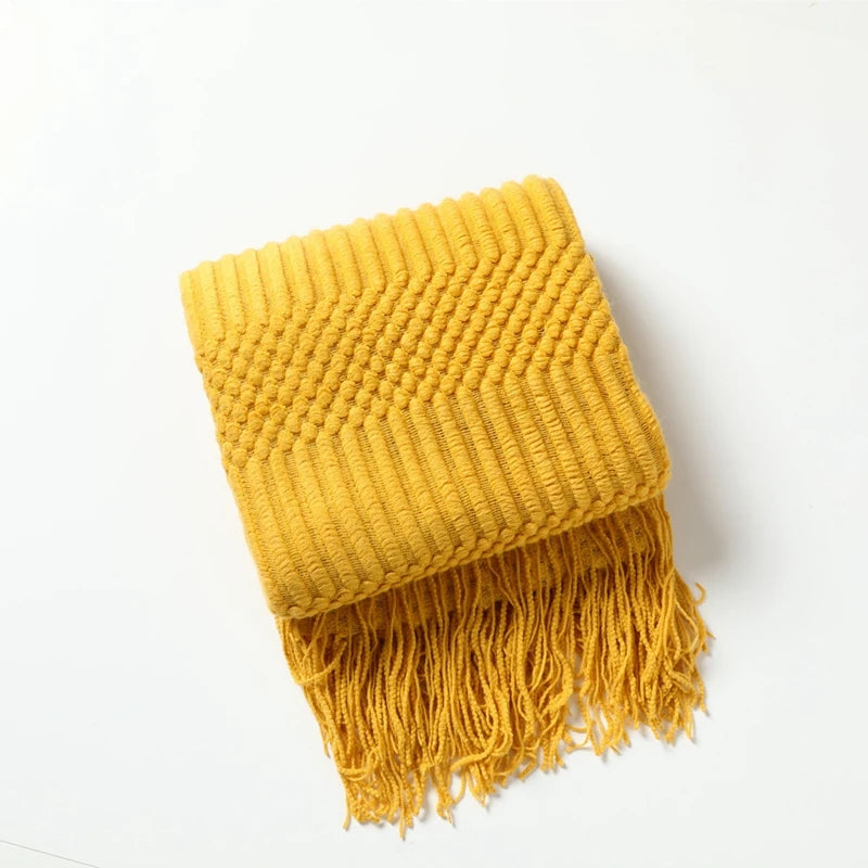 Snugheim Nordic Knitted Tassel Throw
