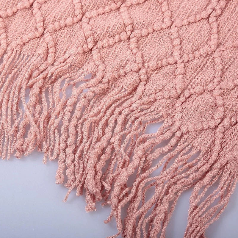Snugheim Nordic Knitted Tassel Throw